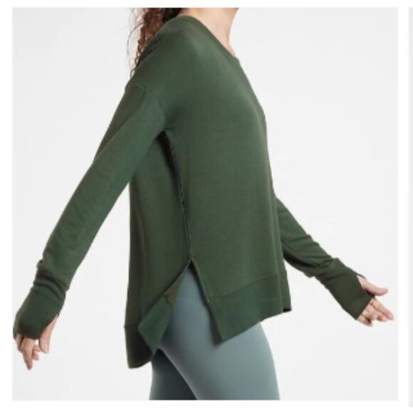 Athleta Coaster Luxe Sweatshirt size Small fits Medium to Large green - Picture 3 of 6